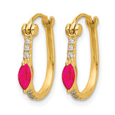 10k 1/20ct Diamond and Ruby Hinged Hoop Earrings